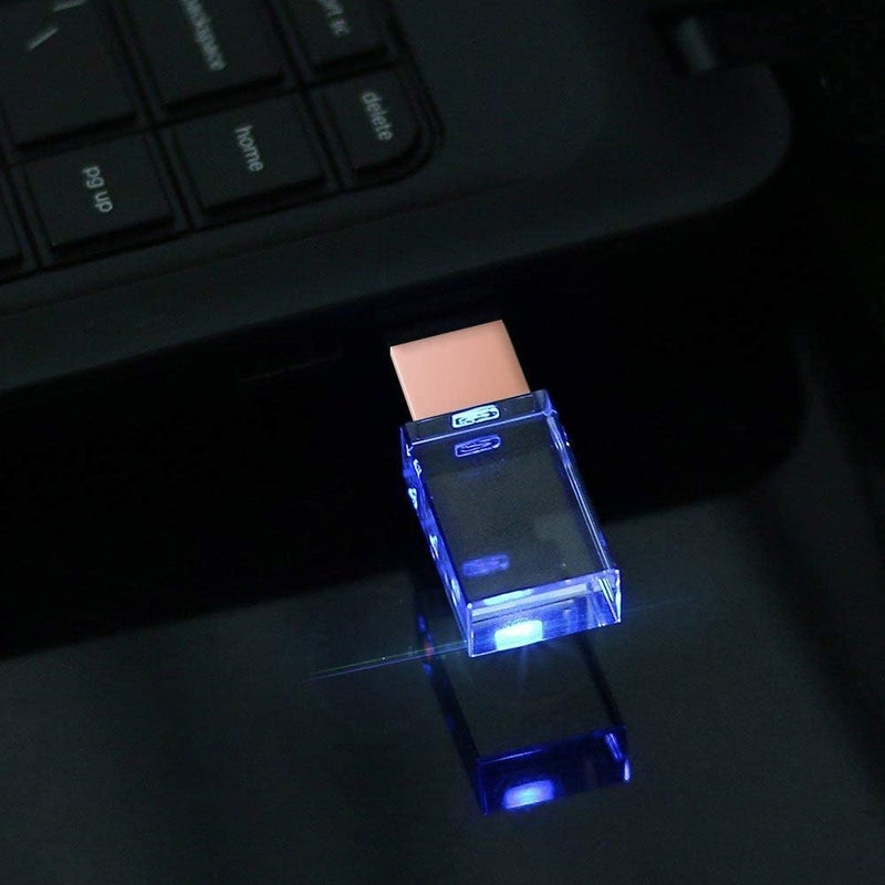 SXBan Rose Gold Crystal 32GB USB 2.0 Flash Drive LED Light Glass Pen Drive Thumb Drive Memory Stick Gift for Boy Girls Kids Adults Pendrive USB Stick - Image 2
